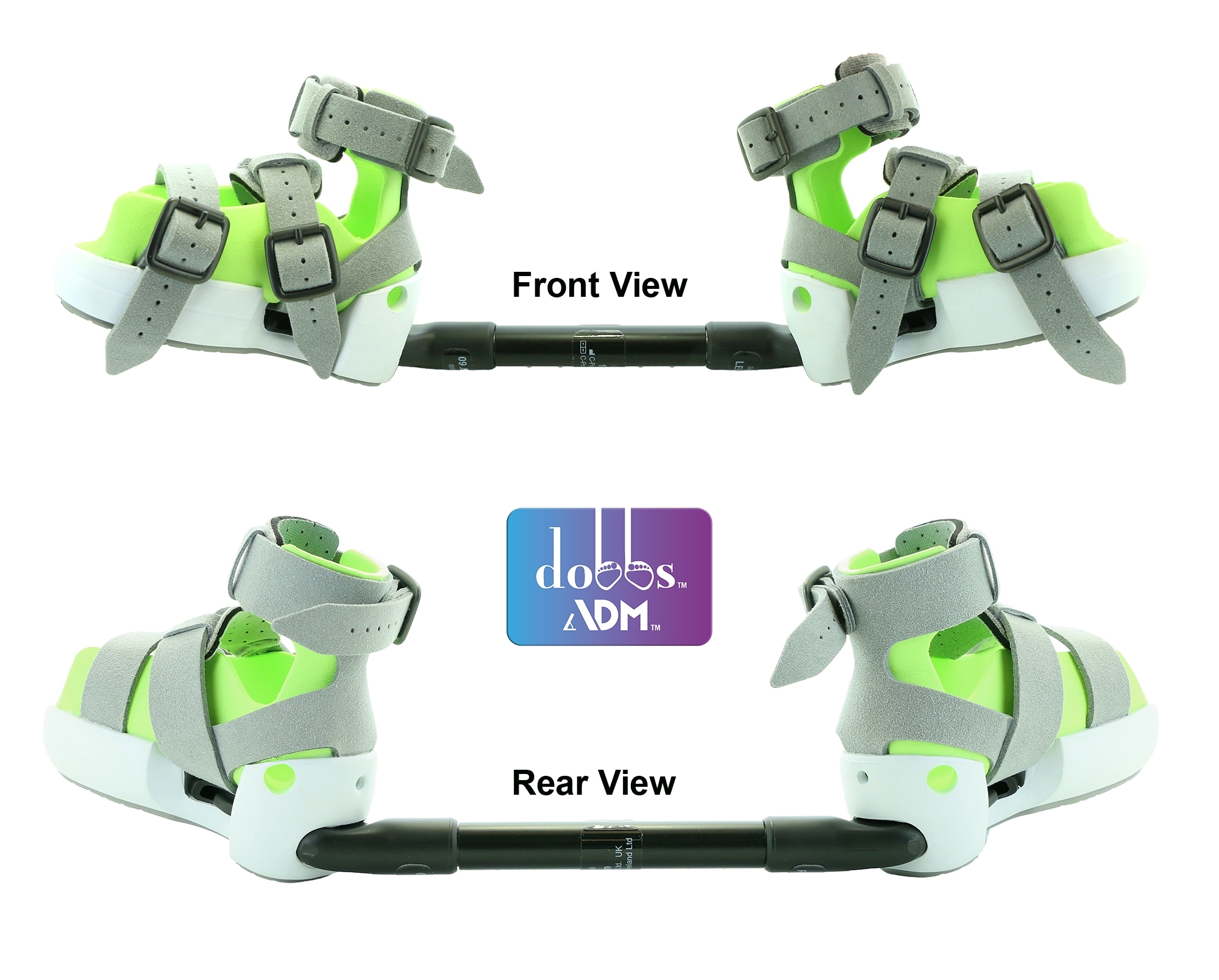 Pair of ADM Night Use AFOs and Fixed Dobbs External Rotation Bar